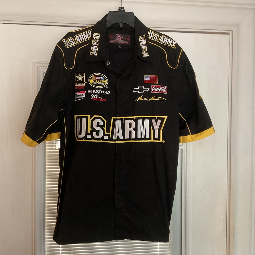Nascar Mark Martin U.S. Army Racing Black Button Up Size L See Description